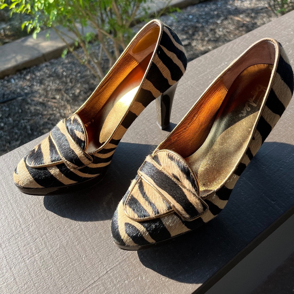 Boden Animal Print Leather Platform Heels